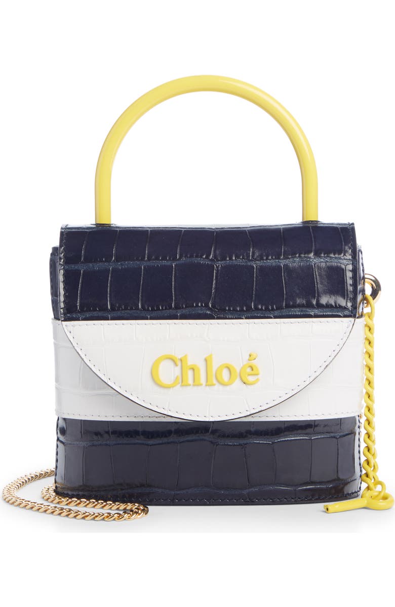 Chloé Small Aby Lock Croc Embossed Leather Shoulder Bag, Main, color,