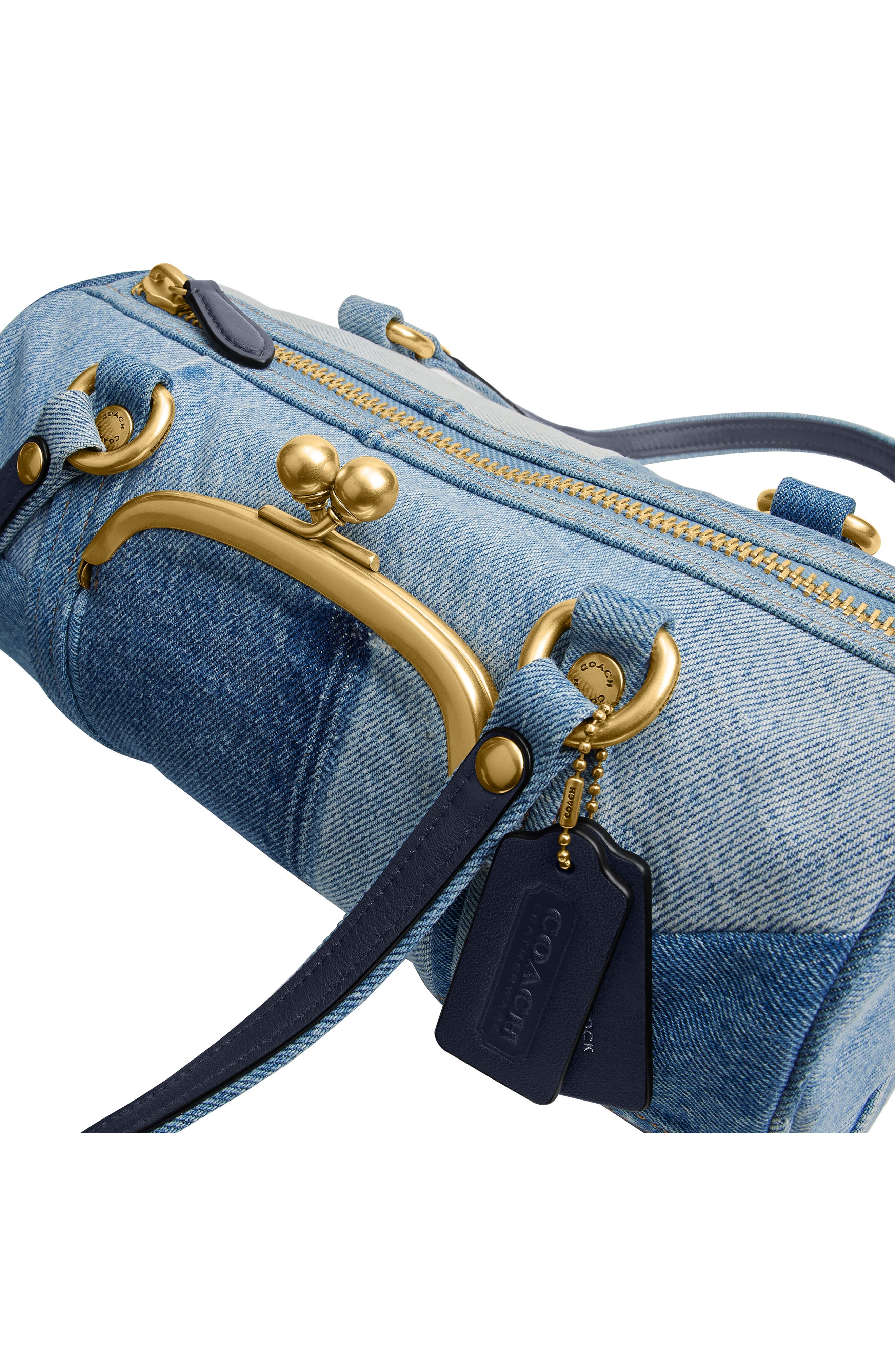 COACH Originals Kisslock 28 Denim Barrel Bag, Alternate, color, 