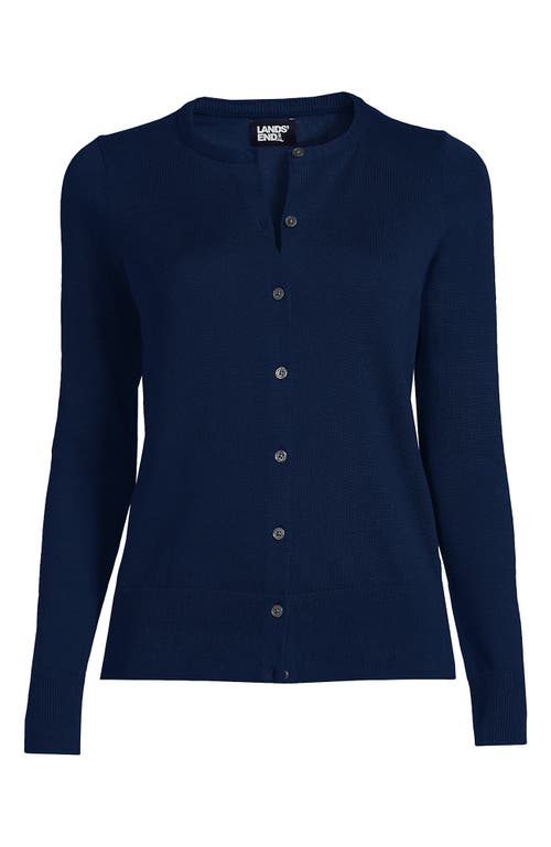 Lands' End Fine Gauge Cotton Cardigan Sweater In Blue