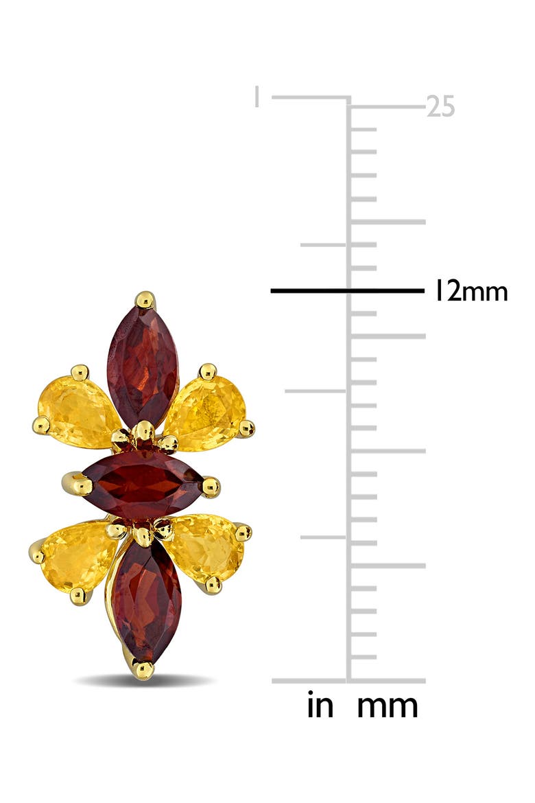 Garnet and Yellow Sapphire Floral Stud Earrings, Alternate, color, GARNET MULTI