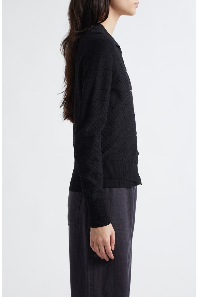 Double Layer Organic Cotton Blend Cardigan, Alternate, color, BLACK