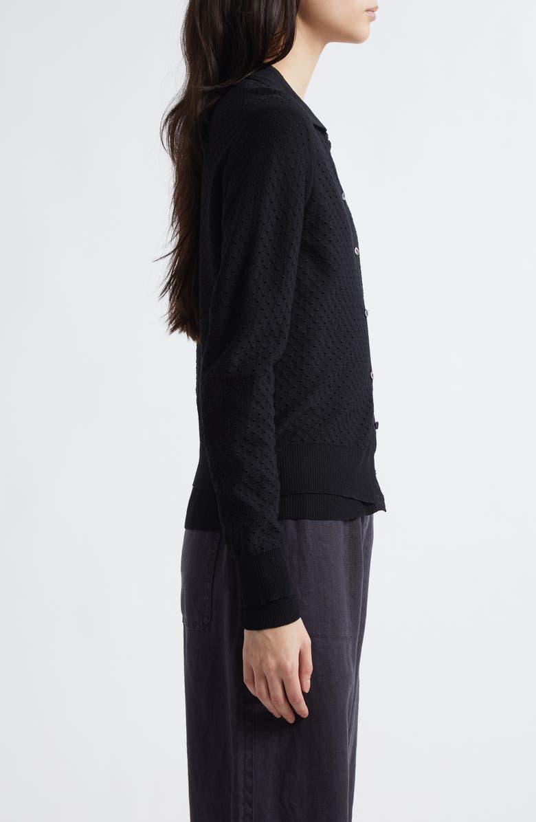 Vince Double Layer Organic Cotton Blend Cardigan, Alternate, color, Black