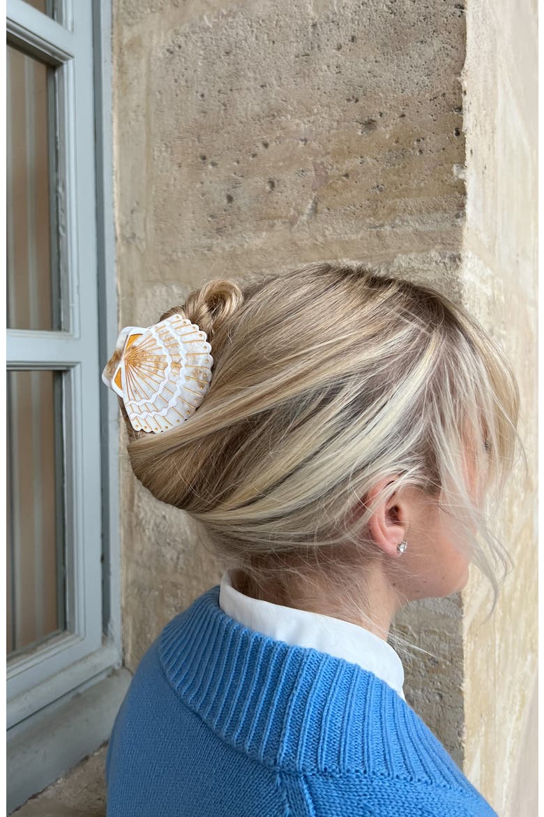 Seashell Hair Claw Clip, Alternate, color, GOLDEN SAND