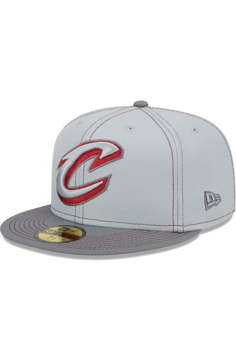 New Era Men's New Era Gray Cleveland Cavaliers Color Pop 59FIFTY Fitted Hat, Alternate, color, 