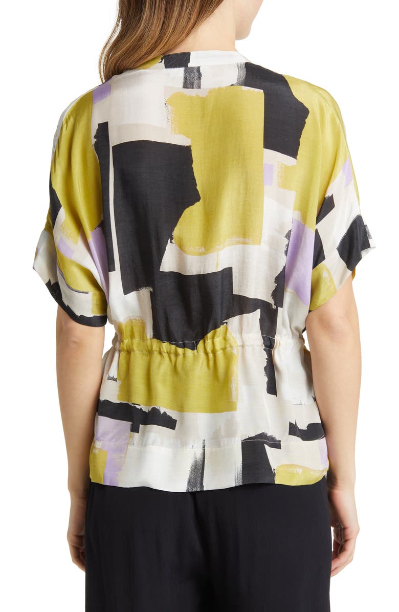 Masai Copenhagen Irekana Abstract Print Drawstring Waist Blouse, Alternate, color,
