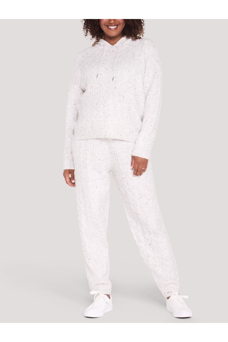 Long Sleeve Cable Knit Sweater Hoodie, Alternate, color, Vanilla Ice