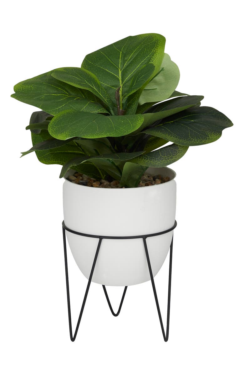 GINGER BIRCH STUDIO Green Faux Foliage Potted Artificial Fiddle Fig Leaf Tree, Main, color, Green