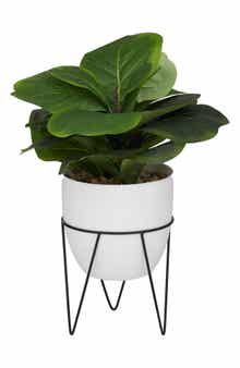 GINGER BIRCH STUDIO Green Faux Foliage Potted Artificial Fiddle Fig Leaf Tree