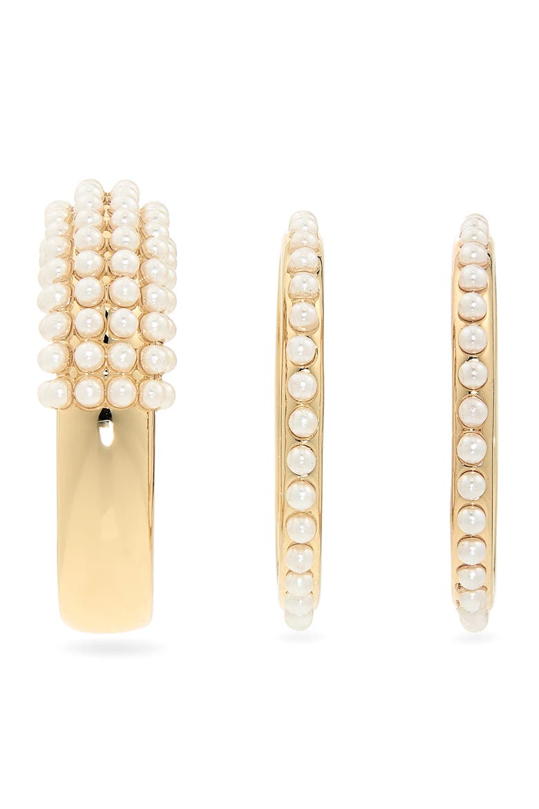 Set of 3 Faux Pearl Assorted Rings, Alternate, color, GOLD