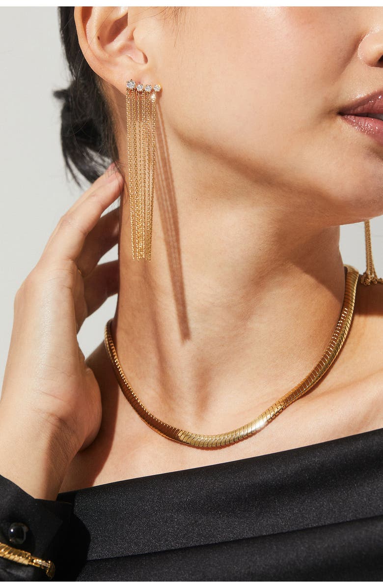 Nadri Omega Chain Collar Necklace, Alternate, color, Gold