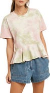 WISHLIST Tie Dye Short Sleeve Peplum Top