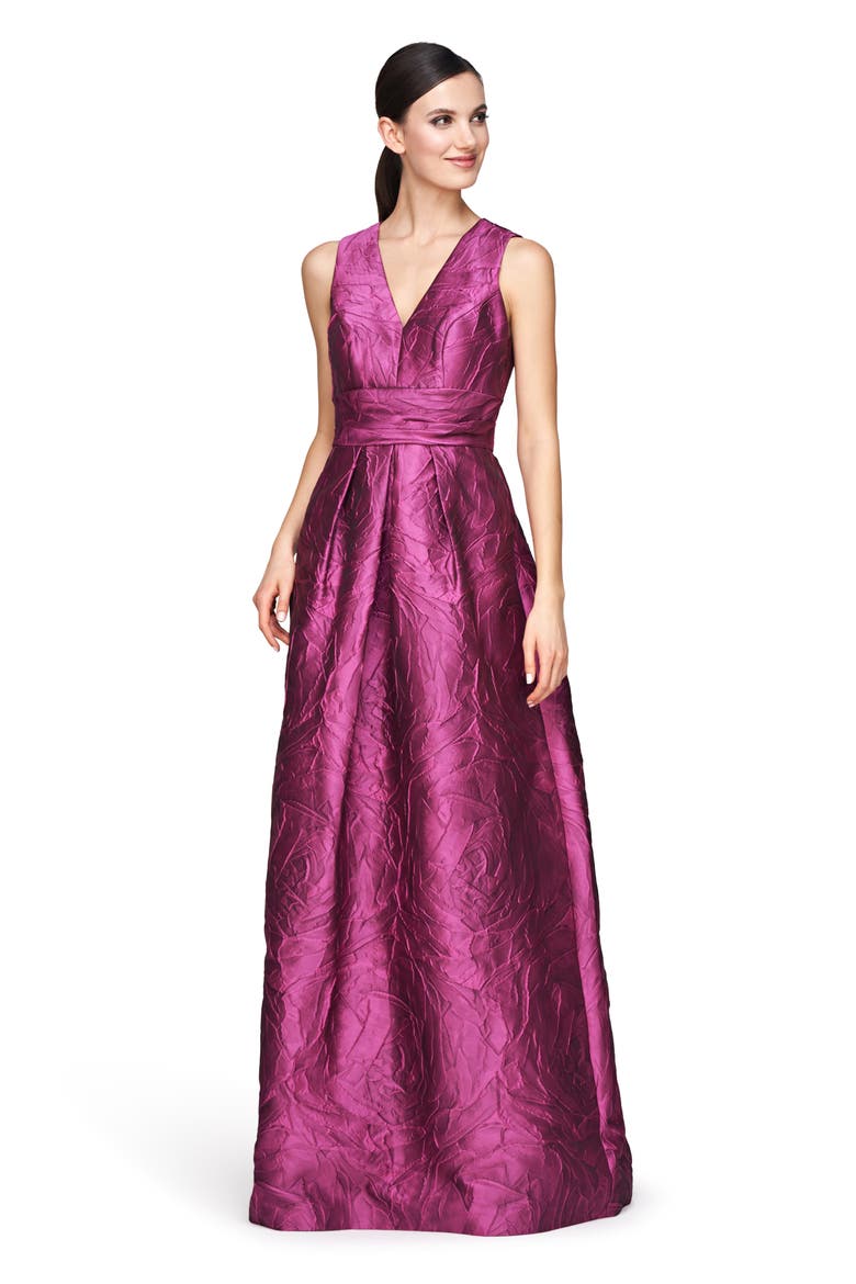 Mariah Crinkle Pleated Gown, Alternate, color, SANGRIA