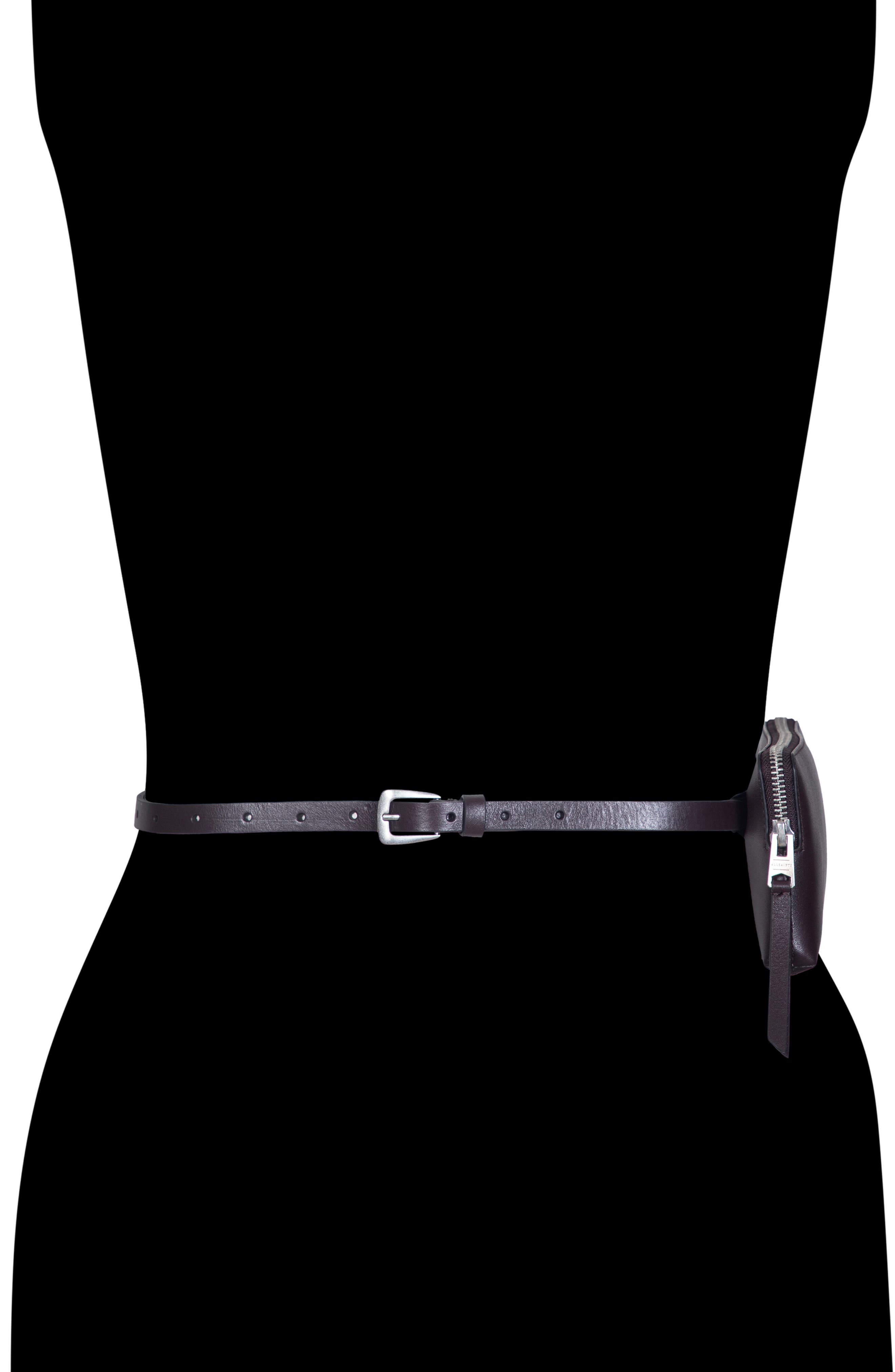 AllSaints Convertible Leather Belt Bag, Alternate, color, Oxblood Red