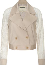 L'AGENCE Novelle Lace Sleeve Trench Coat