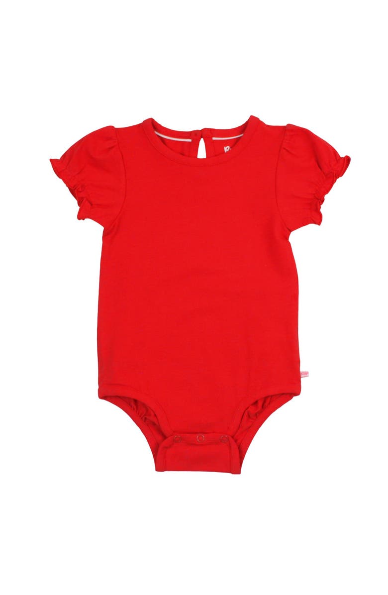 RuffleButts Baby/Toddler Girls Knit Puff Short Sleeve Bodysuit, Main, color, Red