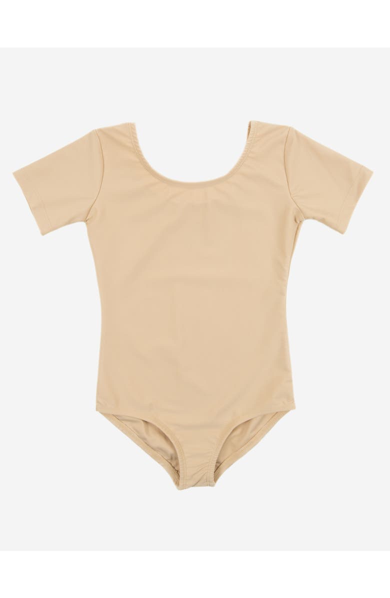 Leveret Girls Short Sleeve Leotard, Main, color, Beige