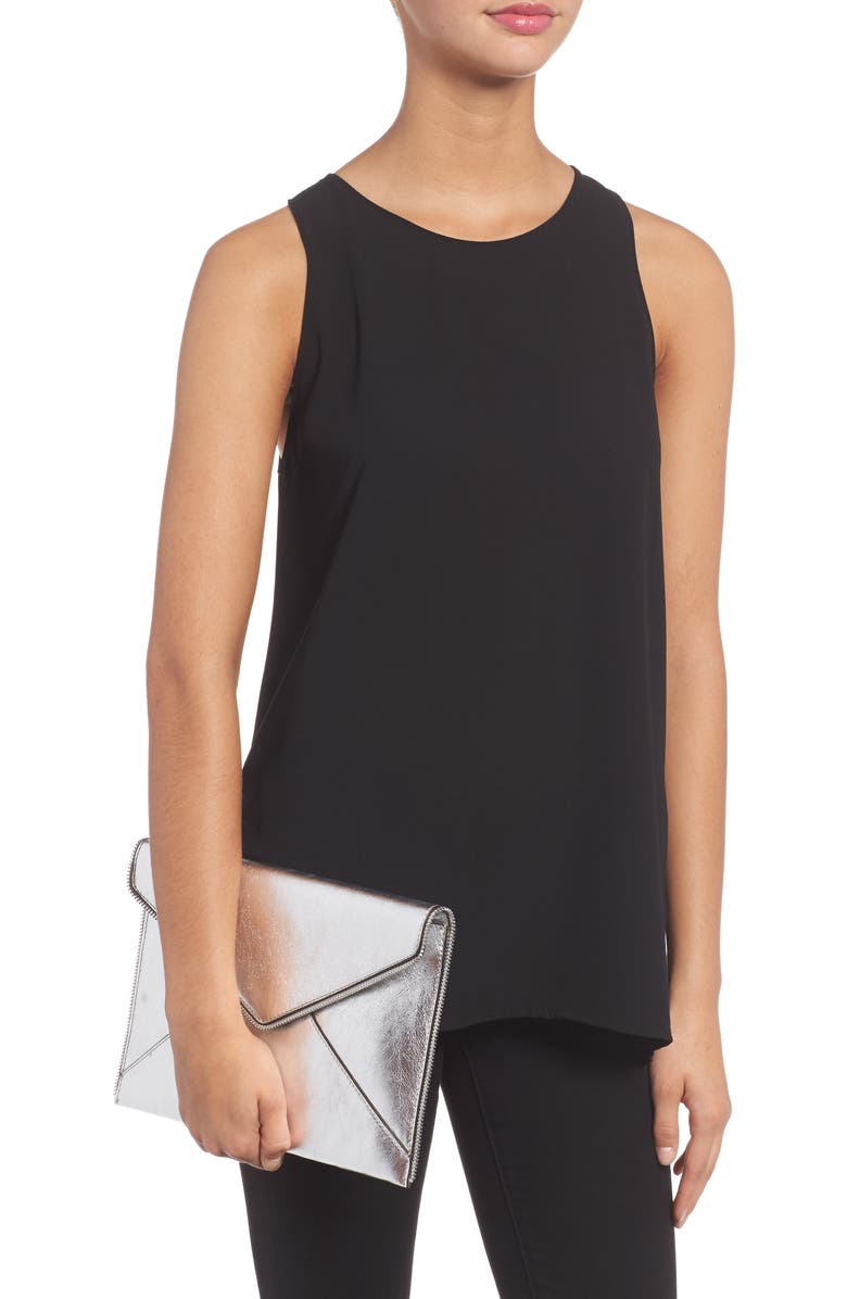 Rebecca Minkoff Leo Mirror Metallic Envelope Clutch, Alternate, color,
