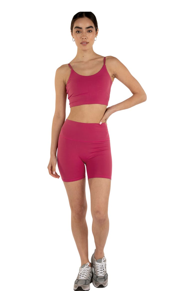 Melanie Crop Cloudlux Bra, Alternate, color, Fuschia