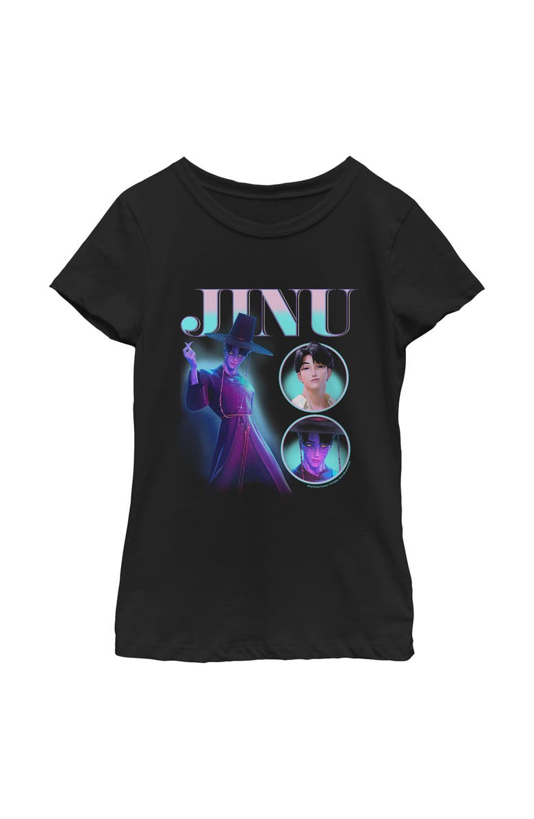 KPop Demon Hunters Girl's KPop Demon Hunters Jinu Saja Boy Collage  Graphic T-Shirt, Main, color, Black