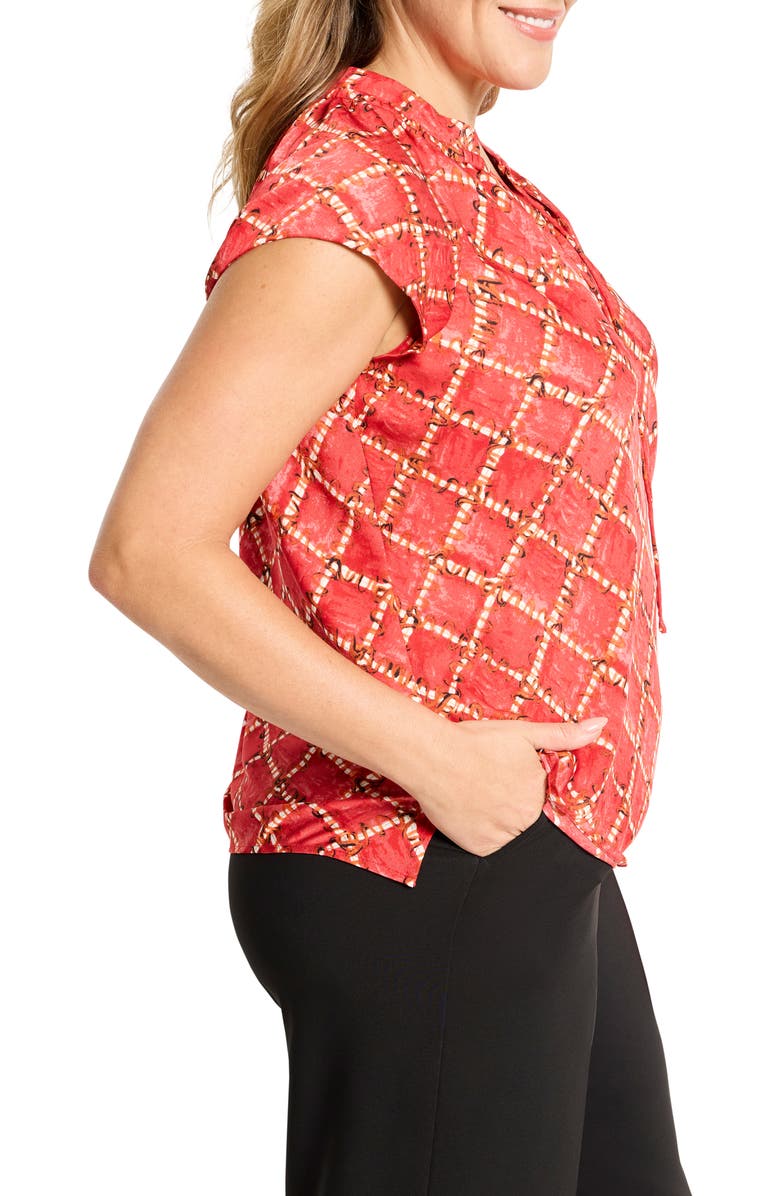 NIC+ZOE Squiggle Check Cap Sleeve Top, Alternate, color, Red Multi