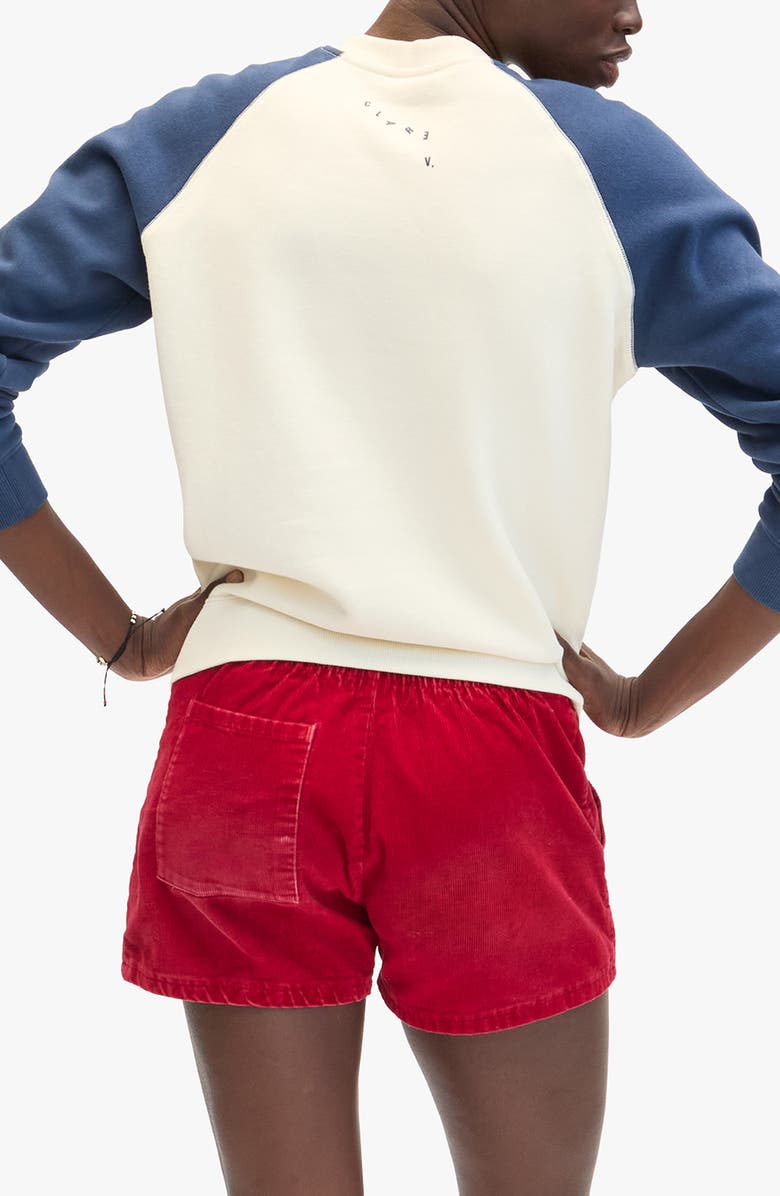 Clare V. Embroidered Sardine Sweatshirt, Alternate, color, Cream/ Navy