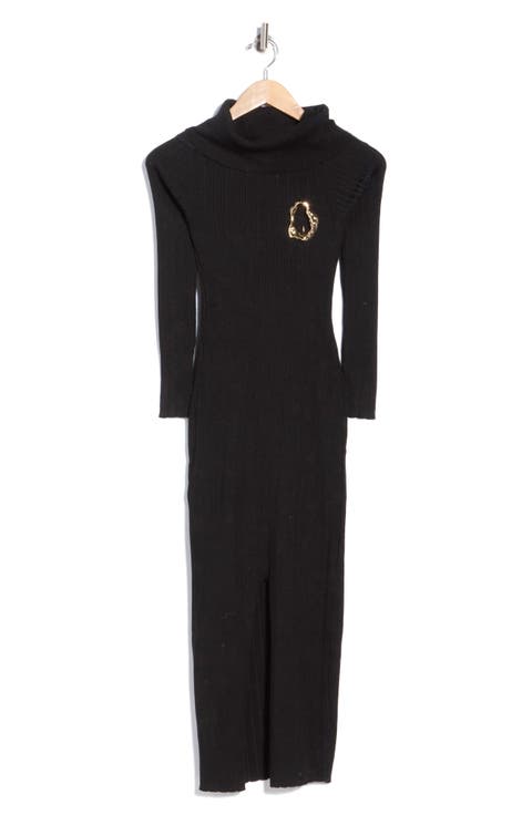 Buckle Detail Ribbed Midi Dress