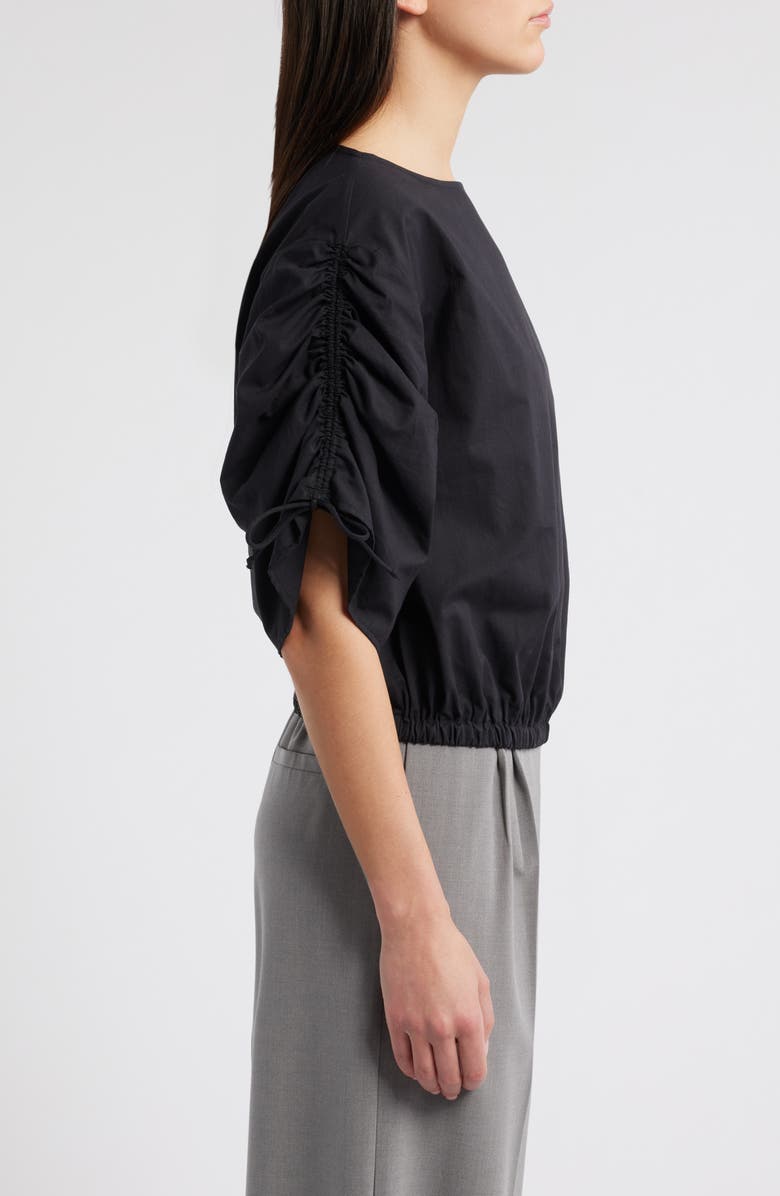 Emporio Armani Cropped Cotton Top, Alternate, color, Solid Black