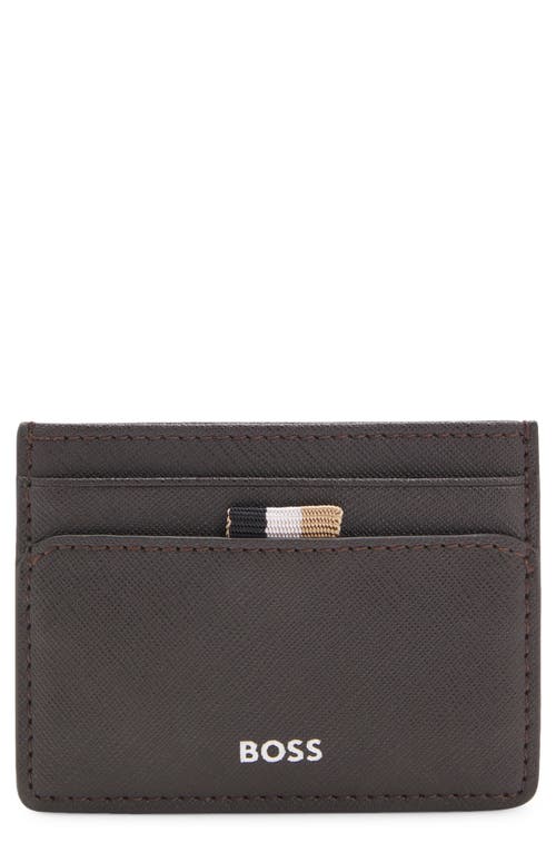 Hugo Boss Hugo Zair Bonded Leather Card Holder In Brown