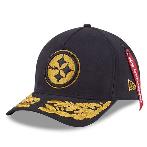 Men's New Era x Alpha Industries  Black Pittsburgh Steelers A-Frame 9FORTY Adjustable Hat