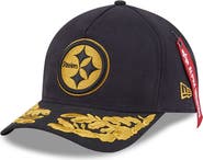 New Era x Alpha Industries Men's New Era x Alpha Industries Black Pittsburgh Steelers A-Frame 9FORTY Adjustable Hat