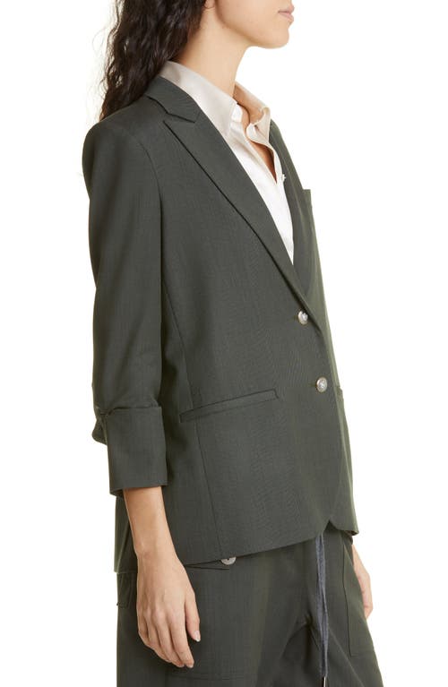 Twp Boyfriend Stretch Wool Blazer In Green