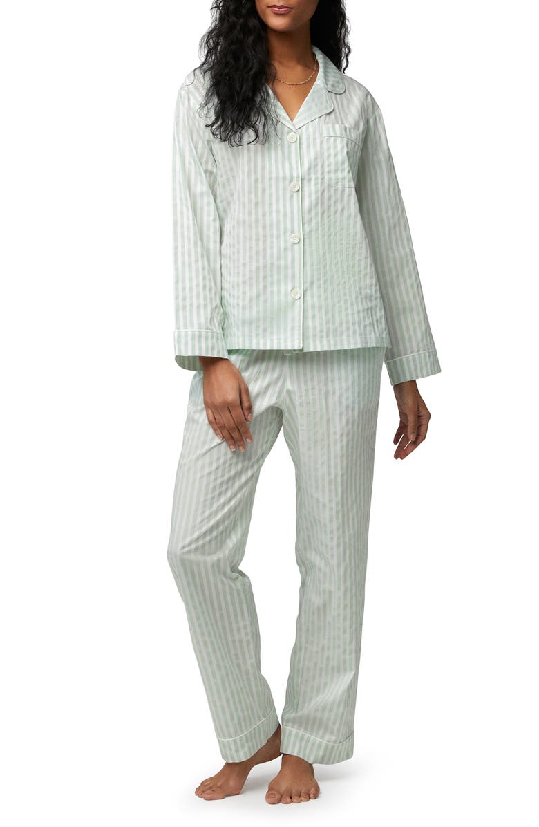 BedHead Pajamas 3D Stripe Organic Cotton Sateen Pajamas, Main, color, Mint 3D Stripe