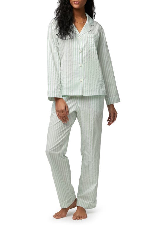 Shop Bedhead Pajamas 3d Stripe Organic Cotton Sateen Pajamas In Mint 3d Stripe