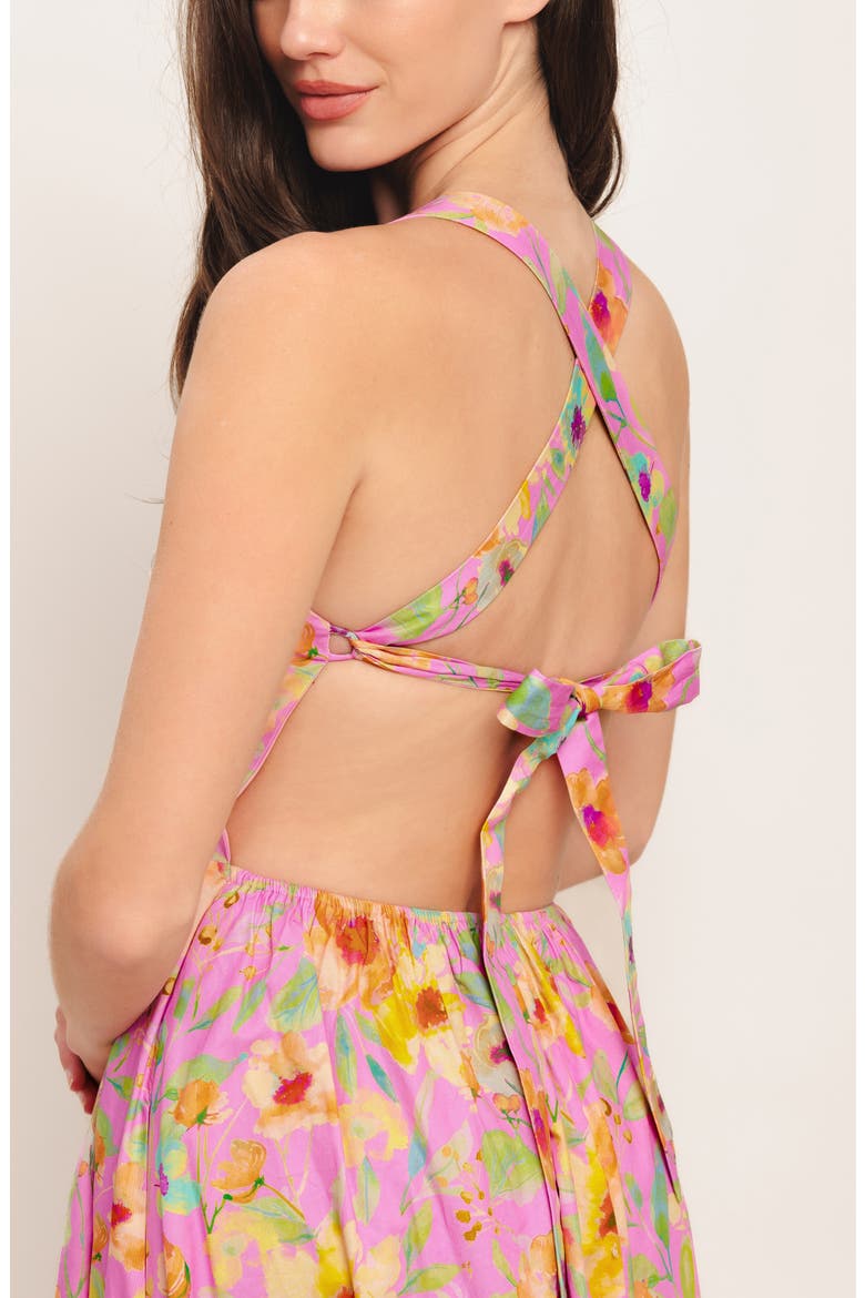 Print Open Back Midi Dress, Alternate, color, PINK