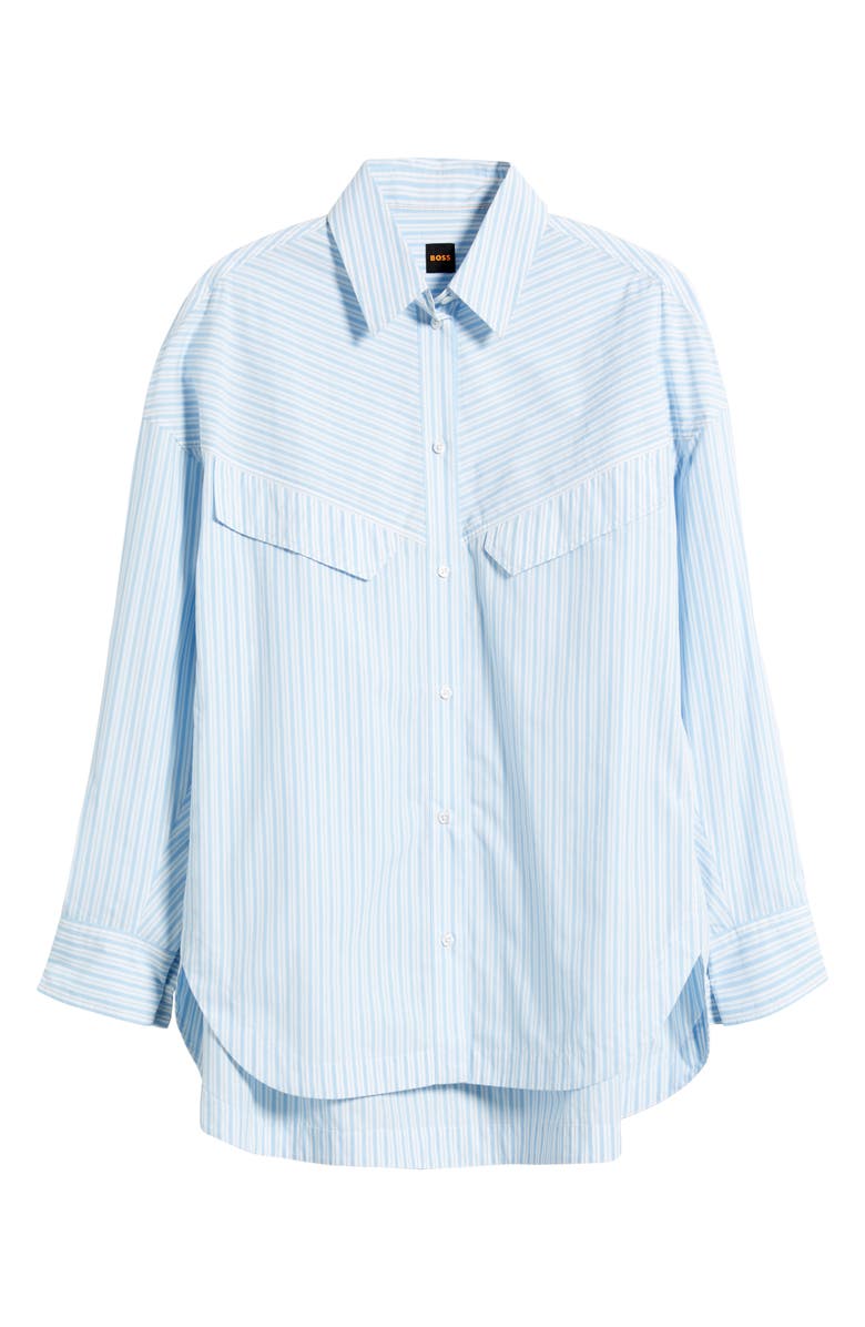 BOSS Orange Bostaffa Relaxed Fit Cotton Button-Up Shirt, Alternate, color, Chambray Blue