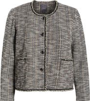 Lysse Collarless Stretch Tweed Jacket