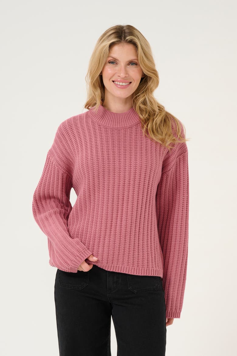 KAbess Crew Neck Long Sleeve Pullover, Main, color, Mesa Rose