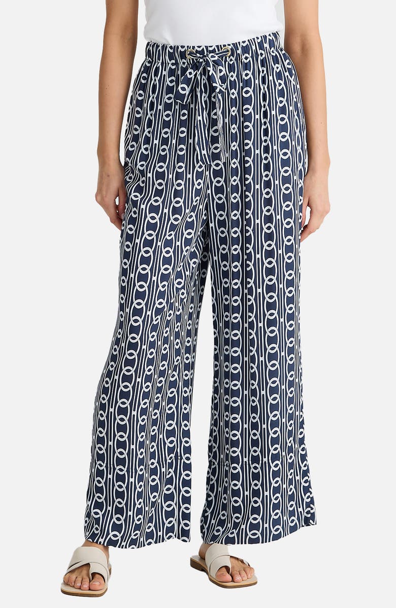 Brave+True Astrid Print Wide Leg Pants, Main, color, Navy Links