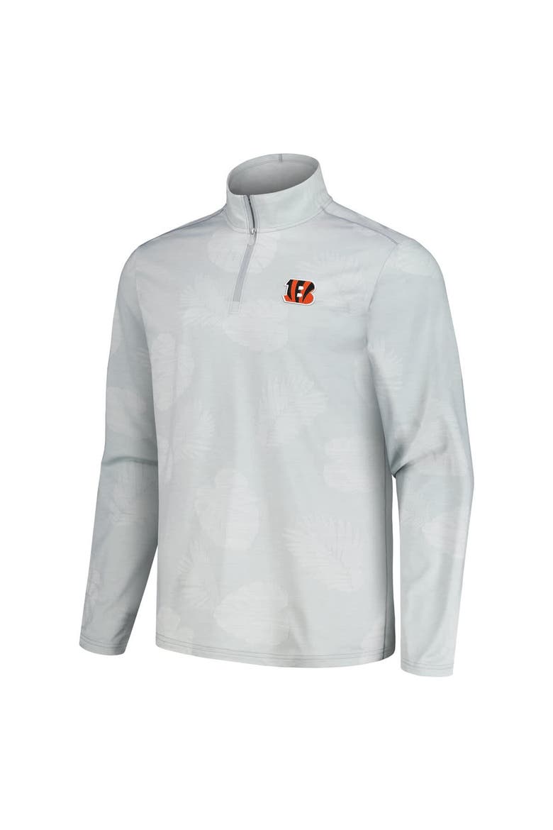 Men's Tommy Bahama Gray Cincinnati Bengals Delray Frond IslandZone Half-Zip Sweatshirt, Alternate, color, Gray