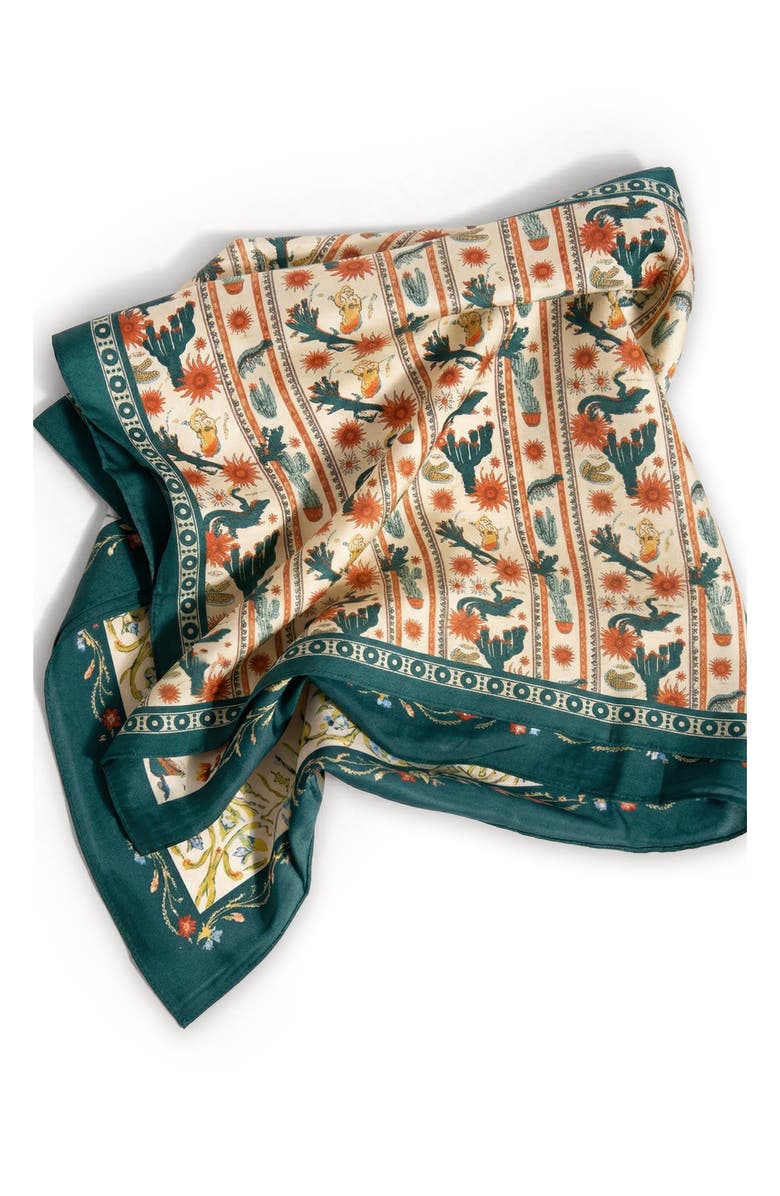 SAACHI Floral Border Square Bandana, Alternate, color, Cream/ Green Multi
