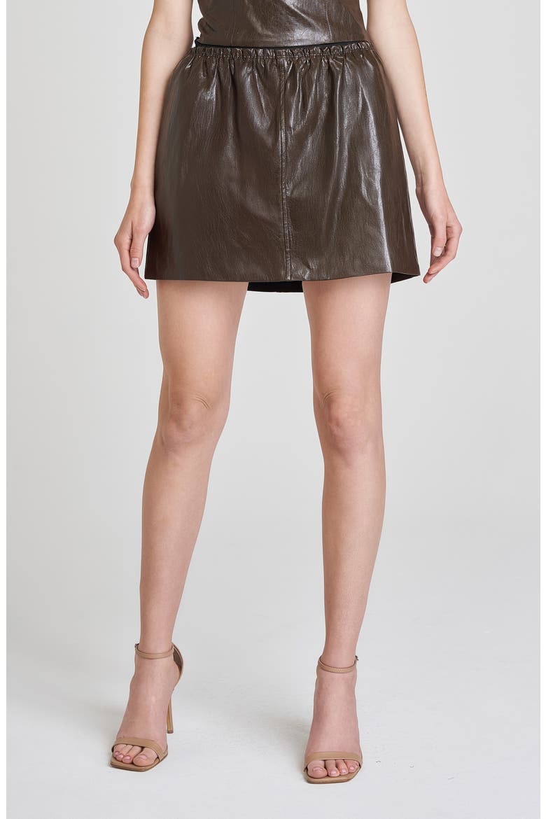 Estella Faux Leather Miniskirt, Main, color, CHOCOLATE