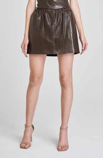 WAYF Estella Faux Leather Miniskirt