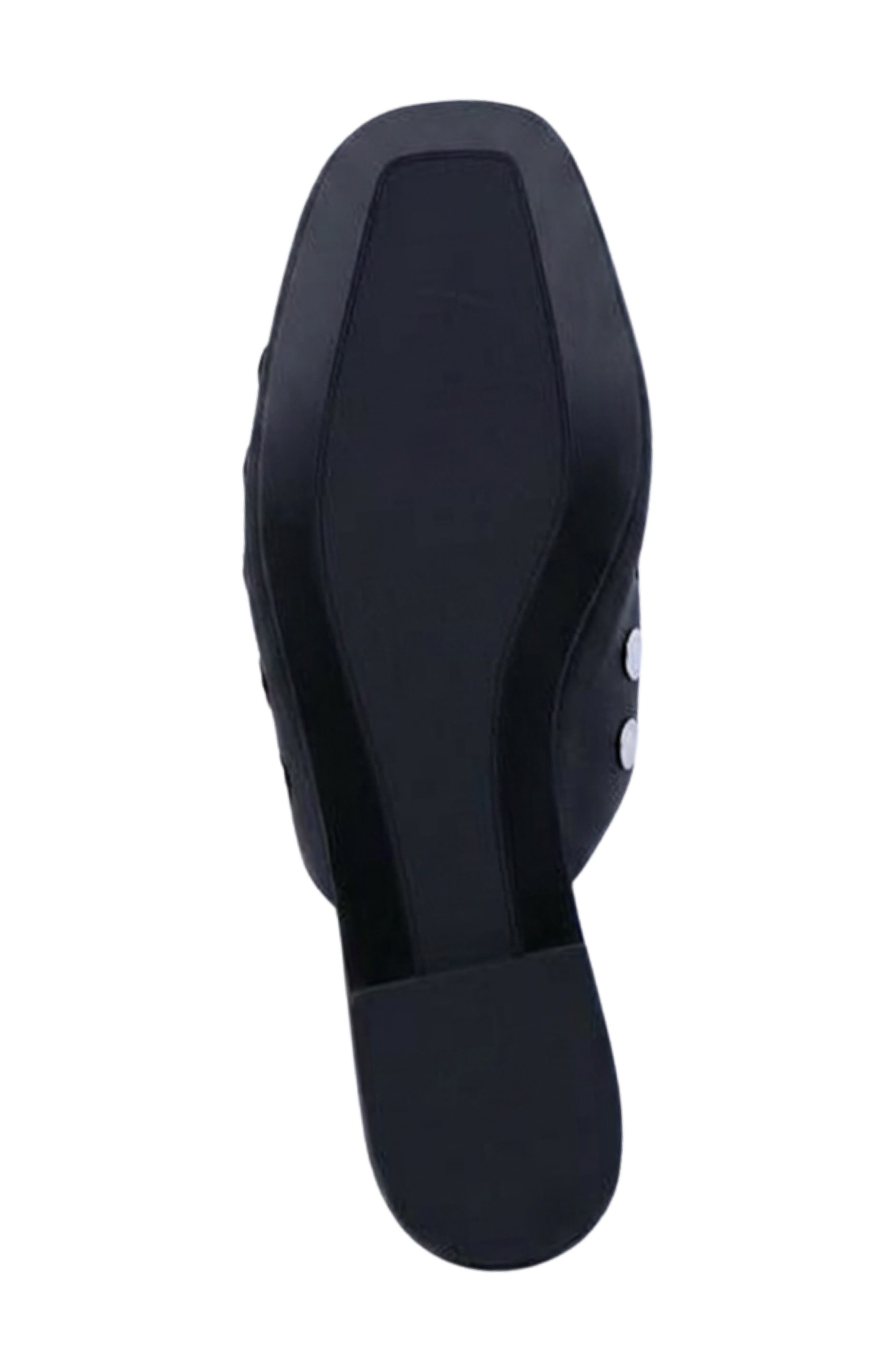 Aretha Studded Faux Leather Flat Mule, Alternate, color, BLACK