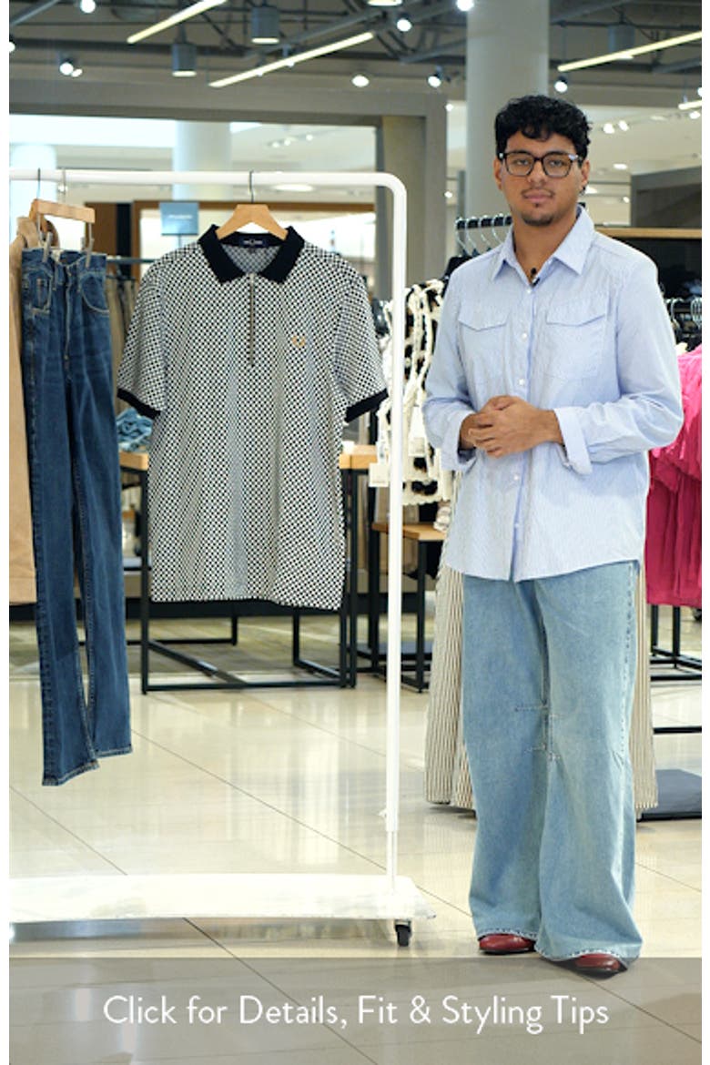 Fred Perry Chequerboard Jacquard Quarter-Zip Polo (Men) | Nordstrom