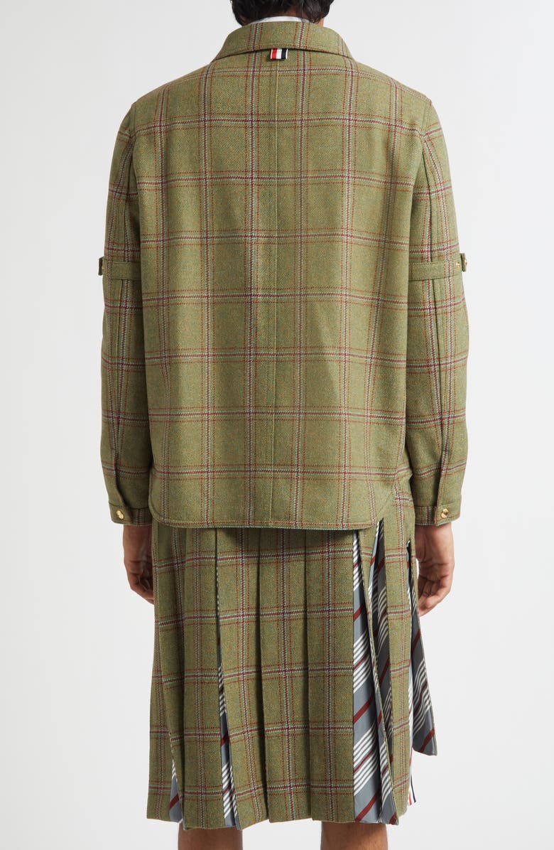 Thom Browne Armband Plaid Wool Utility Jacket, Alternate, color, Green