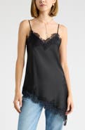 Open Edit Asymmetrical Lace Satin Tank