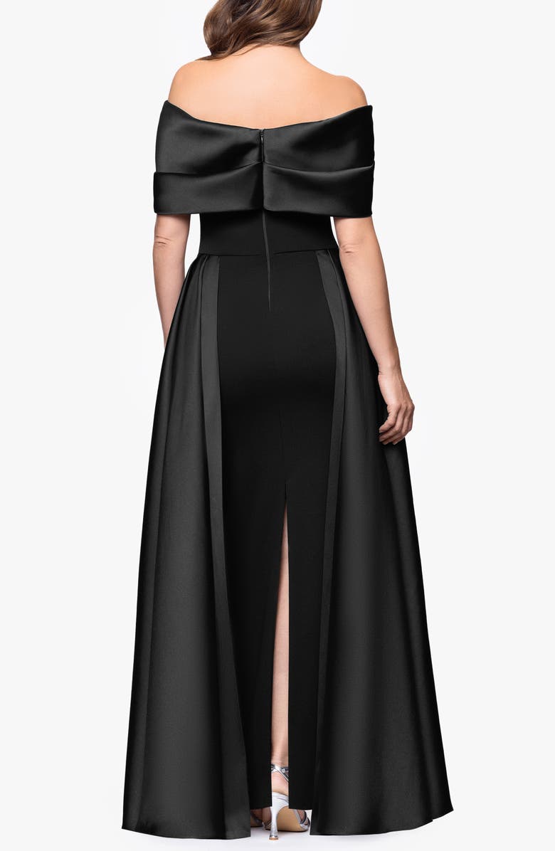 Betsy & Adam Off the Shoulder Cape Detail Gown, Alternate, color,