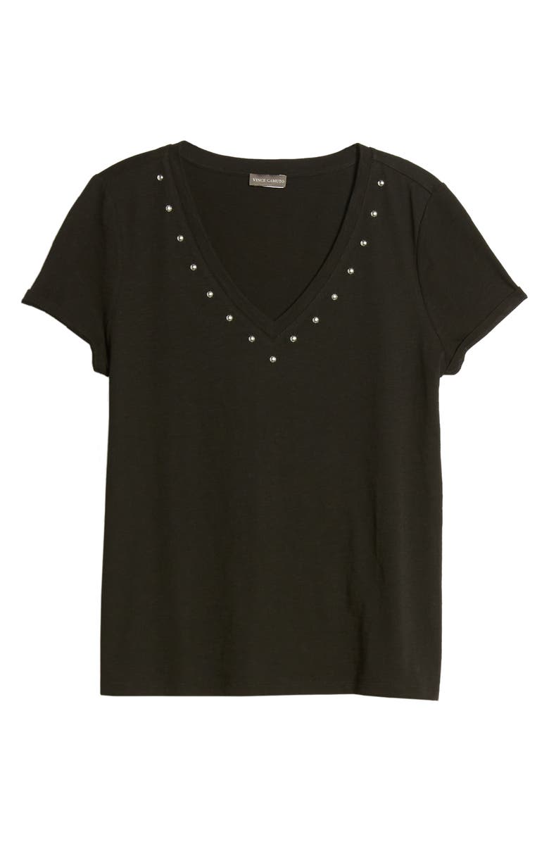 Vince Camuto Studded V-Neck Cotton Blend T-Shirt, Alternate, color, 
