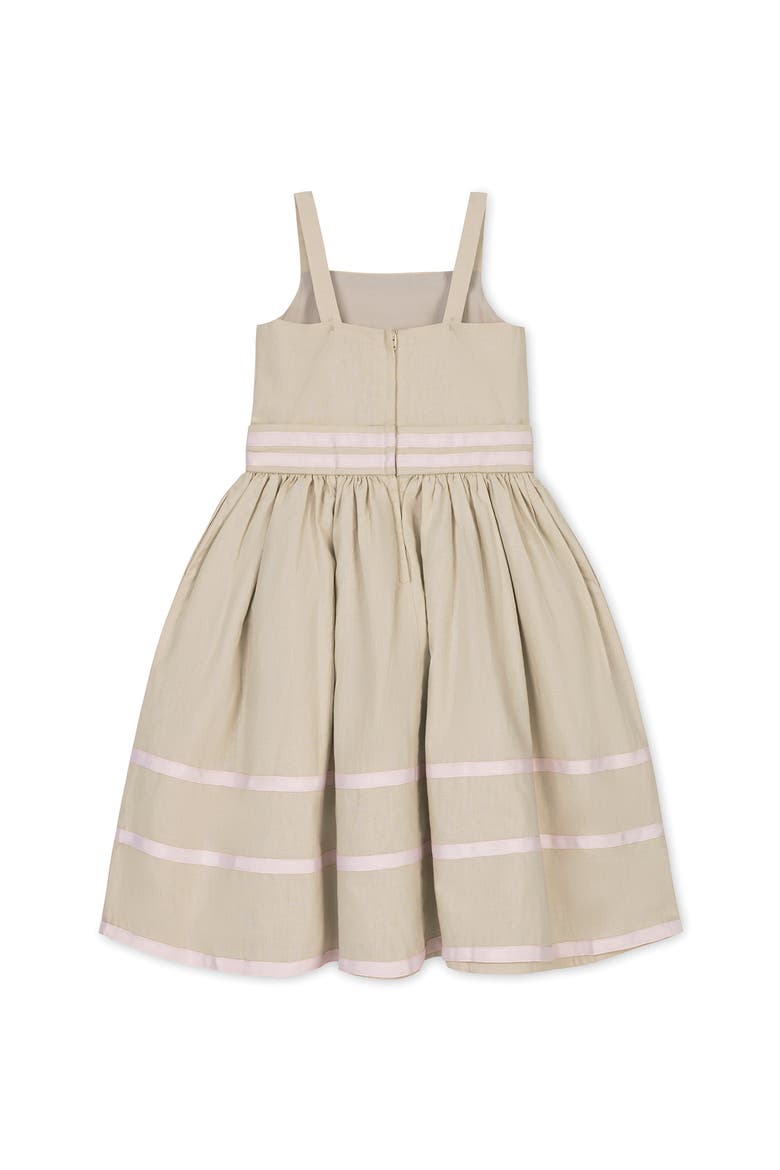 Kids' Linen Cami Rosette Dress, Alternate, color, Sand Linen