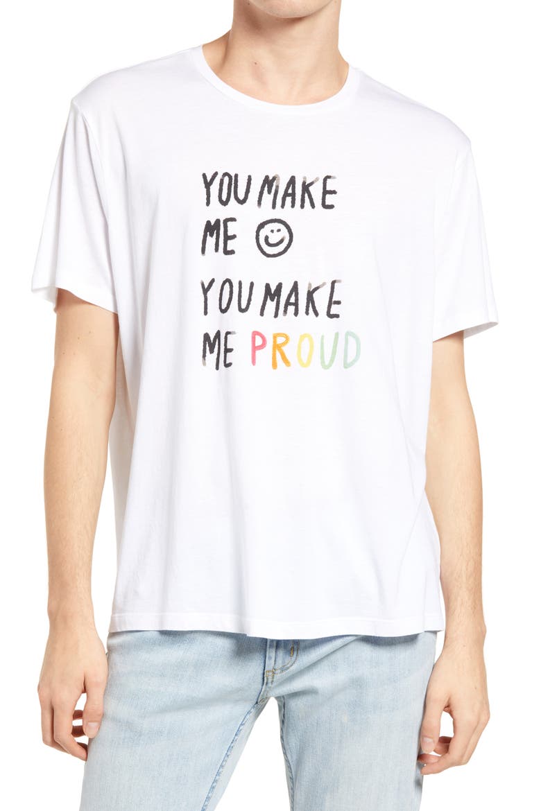 Be Proud by BP. Gender Inclusive Graphic Tee, Alternate, color, WHITE- BLACK MAKE ME PROUD